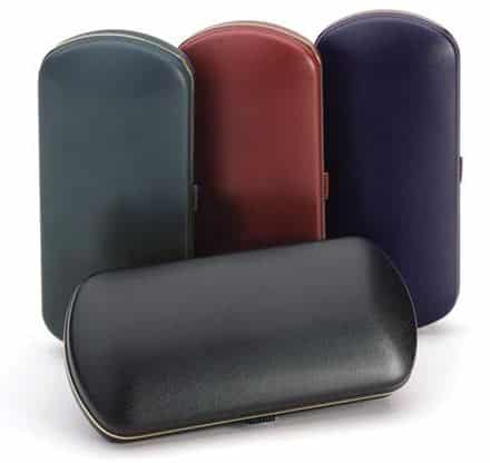 Hard Glasses Case with Push Button Opening and Gold Trim