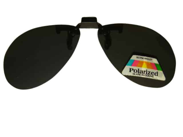 Clip on Flip up Polarised Sunglasses Aviator Rounded Large Dark
